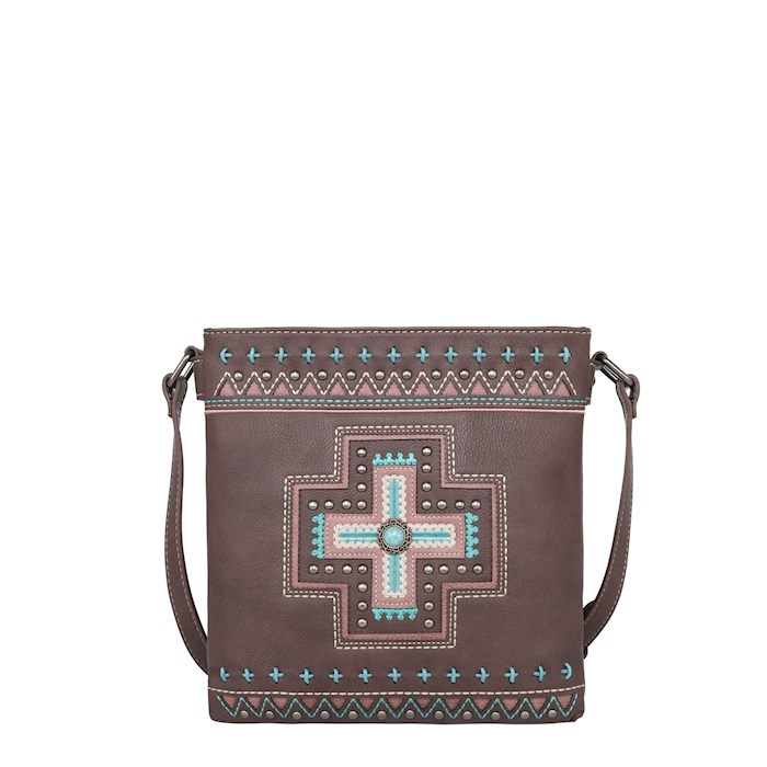 {=Crossbody Bag-Aztec Cross (Concealed Carry)-Coffee}