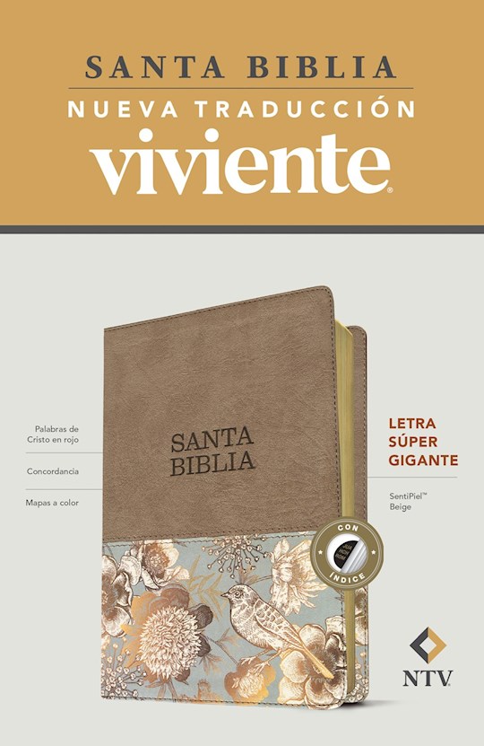 {=Span-NLT Super Giant Print Bible (Santa Biblia Letra Super Gigante)-Beige LeatherLike Indexed}