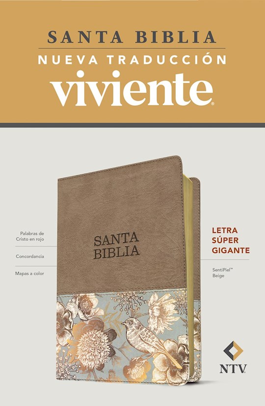 {=Span-NLT Super Giant Print Bible (Santa Biblia Letra Super Gigante)-Beige LeatherLike}