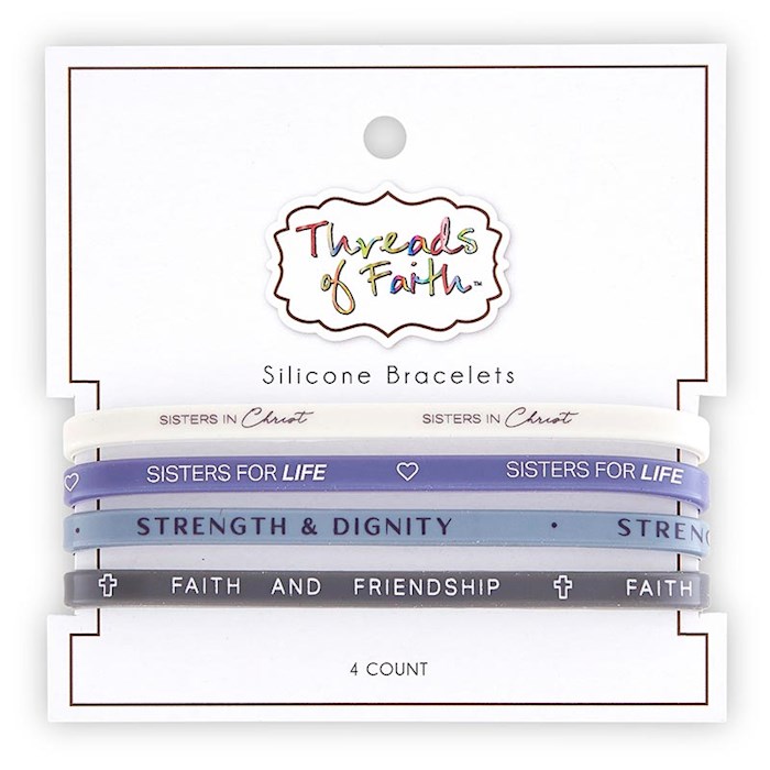 {=Bracelet Set-Threads Of Faith-Silicone-Sisters In Christ (Set Of 4)}