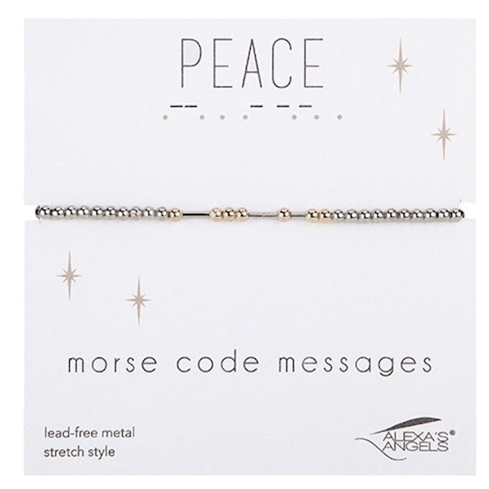 {=Bracelet-Morse Code-Peace-Stretch W/ Gift Bag}