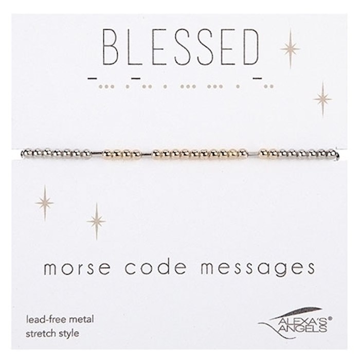{=Bracelet-Morse Code-Blessed-Stretch W/ Gift Bag}