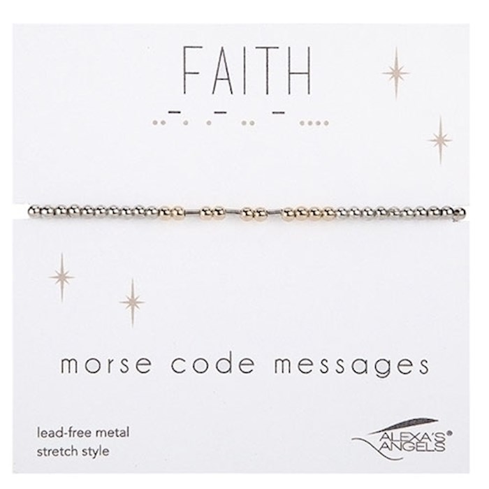 {=Bracelet-Morse Code-Faith-Stretch W/ Gift Bag}