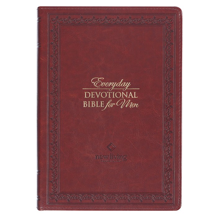 {=Devotional Bible NLT For Men-Faux Leather-Saddle Tan}