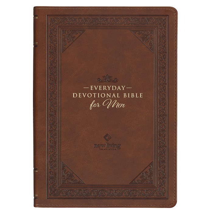 {=Devotional Bible NLT For Men-Faux Leather-Brown}