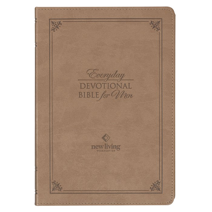 {=Devotional Bible NLT For Men-Faux Leather-Khaki}