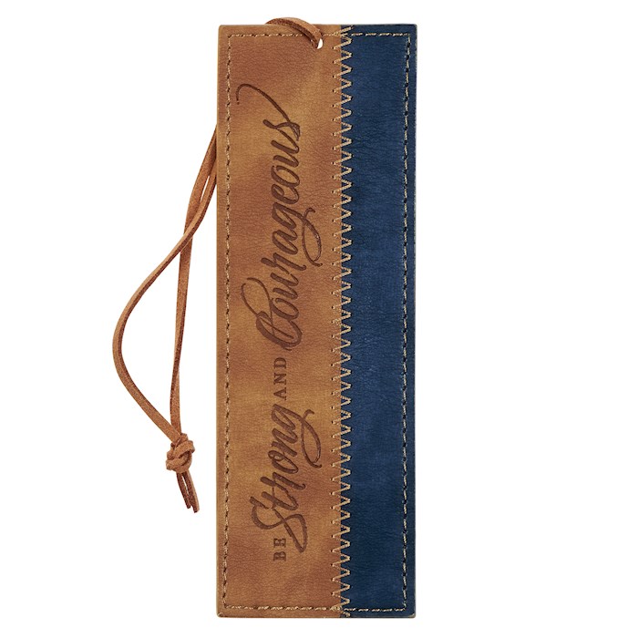 {=Bookmark-Be Strong & Courageous-Josh. 1:9-Faux Leather-Two Tone}