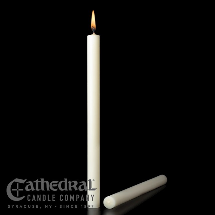 {=Altar Candle-White Short 3's (7/8" x 16")-51% Beeswax/PE (Pack of 18) }
