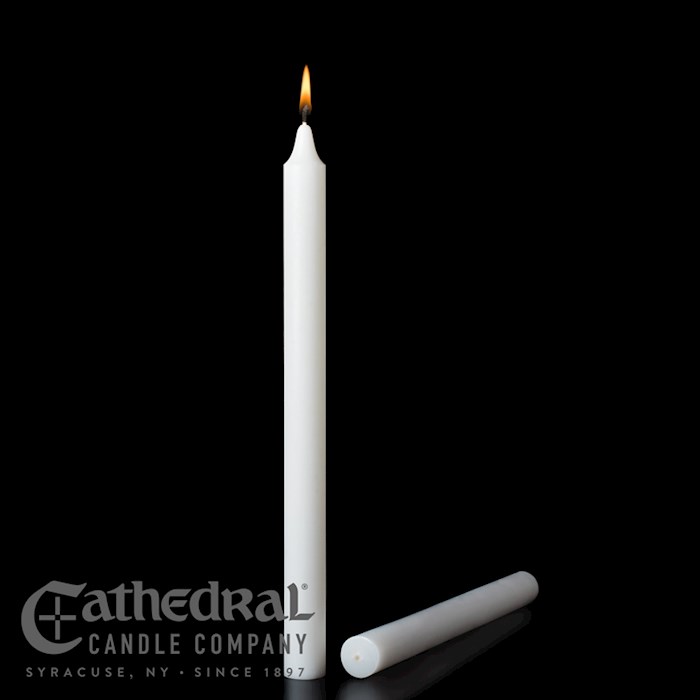 {=Altar Candle-White Short 3's (7/8" x 16")-Stearine/PE (Pack Of 18)}