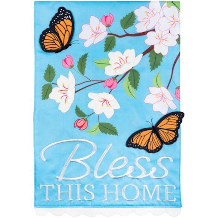 {=Flag-Garden-Applique-Butterfly Blessings (12.5" x 18")}