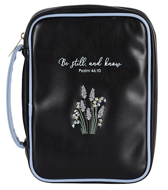 {=Bible Cover-Be Still And Know-Black-XLG}
