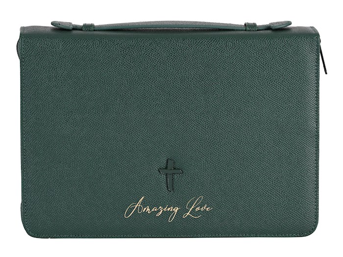 {=Bible Cover-Amazing Love-Cross-Green-XLG}