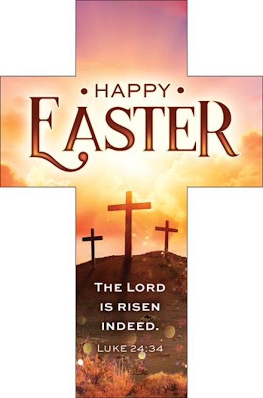 {=Bookmark-Happy Easter/The Lord Is Risen Indeed (Luke 24:34) (Die-Cut Cross) (Pack Of 25)}