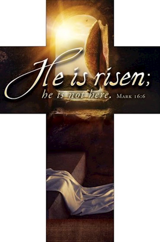 {=Bookmark-He Is Risen; He Is Not Here (Mark 16:6) (Die-Cut Cross) (Pack Of 25)}